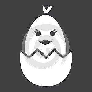 Chick hatched from an egg glyph icon, easter