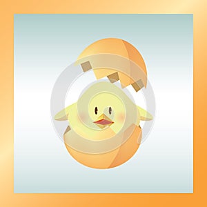 chick hatching out of easter egg. Vector illustration decorative design