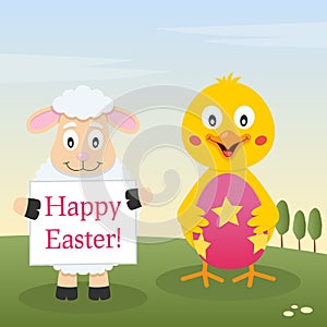 Chick & Lamb with Easter Egg