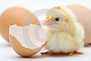 Chick new born. A chick leaving the shell
