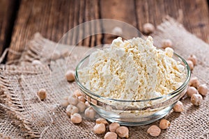 Chick Pea Flour on dark rustic background