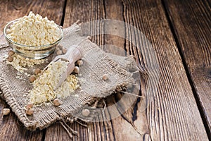 Chick Pea Flour on dark rustic background