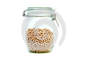 chick peas stored inside the closable glass