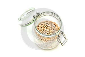  chick peas  stored inside the closable glass