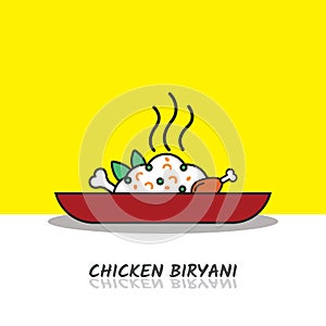 Chicken Biryani Flat Style Vector Illustration Design. Indian traditional cuisine Biryani. Biryani ad template and Poster Design