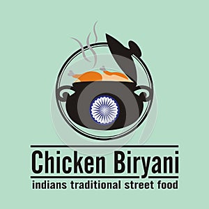Chicken biryani logo vector - indian street food