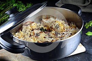 Chicken Biryani with Mattha - recipe preparation photos with photos of the final dish and traditional mattha