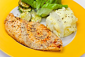 Chicken breast - marinated and baked,with salad