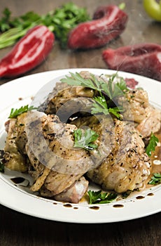 Chicken breast on rustic background