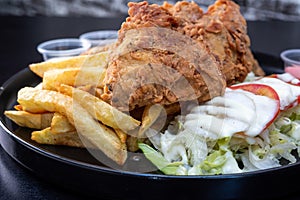 chicken broasted or Fried chicken Broasted chicken is battered and cooked in oil as well, Crispy fried chicken broast