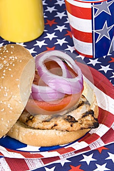 Chicken burger on Fourth of July
