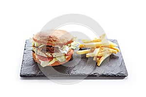 Chicken Burger with French Fries Garnish