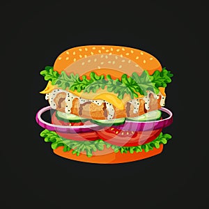 Chicken burger icon.