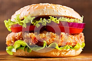 Chicken burger with vegetables