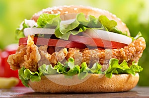 Chicken burger with vegetables