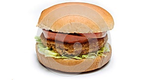 Chicken burger on white background