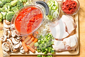 Chicken cacciatore raw ingredients photo