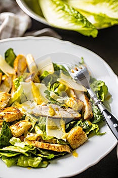 Chicken Caesar Salad with Cheese and Croutons