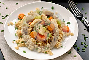 Chicken with carrot, celery and cous-cous