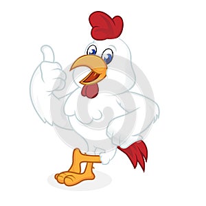 Chicken cartoon leaning and giving thumb up