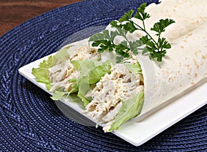 Chicken Cassar wraps with shredded chicken.