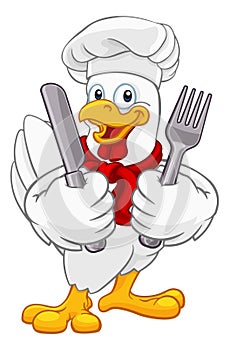 Chicken Chef Rooster Cockerel Knife Fork Cartoon