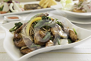 Chicken chow mein a popular oriental dish available at chinese take outs