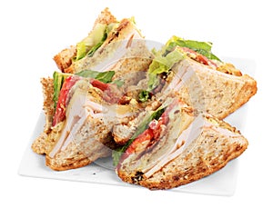 Chicken club sandwich isolated