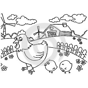 Chicken Coloring Pages vector