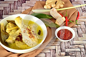 Chicken cooked in coconut milk or Opor Ayam, Indonesian cuisine photo