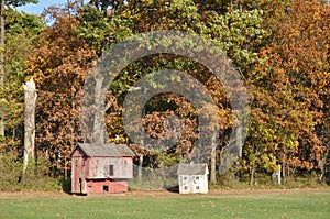 Chicken coop in fall foilage photo