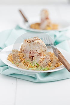 Chicken cordon bleu with quinoa