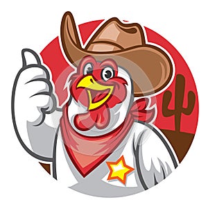 Chicken cowboy thumb up