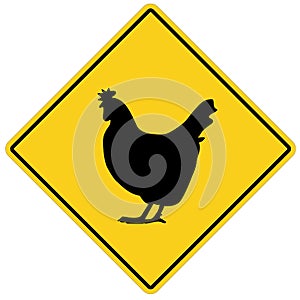 Chicken crossing sign on white background. Chicken symbol. chicken crossing sign. flat style