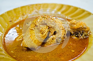 Chicken curry eat with roti