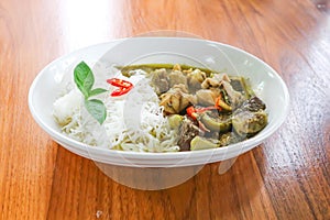 chicken curry , green curry chicken or chicken soup with vermicelli