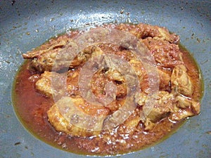 Chicken curry or karri close up