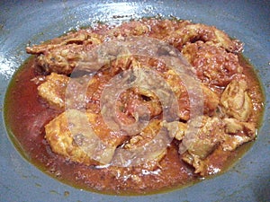 Chicken curry or karri close up