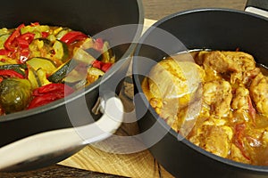 Chicken Curry with vegetables on the table