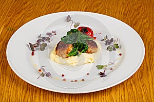 Chicken cutlet with mushed potato