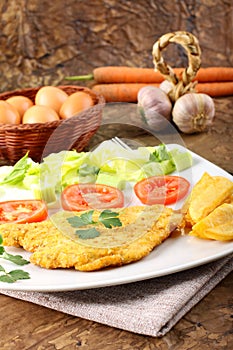 Chicken cutlet with salad