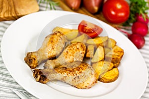 Chicken with Deep fried potatoes