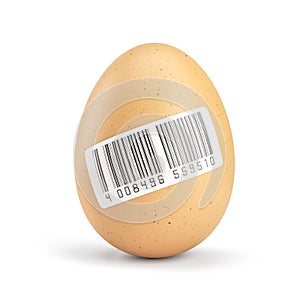 Chicken egg with barcode sticker 3d