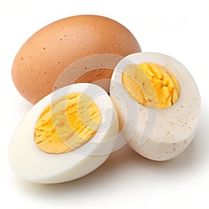 Chicken Egg and Boiled Egg Isolated on White Background photo