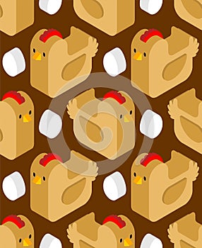 Chicken and egg pattern seamless. Chicken farm birds background