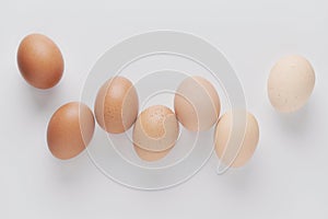 Chicken eggs are arranged in a gradient color