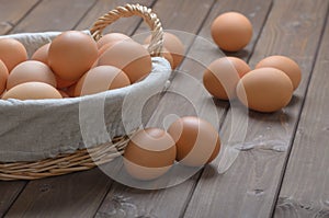 Chicken eggs in a basket