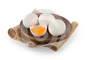 Chicken eggs isolated on white background