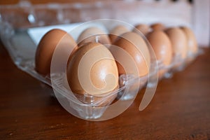 Chicken eggs in a plastic pack