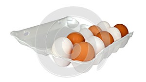 Chicken eggs in styrofoam pack